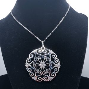 Retro Vintage Stainless Steel and Crystal pendant